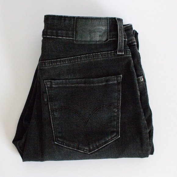 Levis 28x30 721 High Rise Skinny Black/Gray Jeans Dark Wash Soft Jeans - Picture 11 of 11